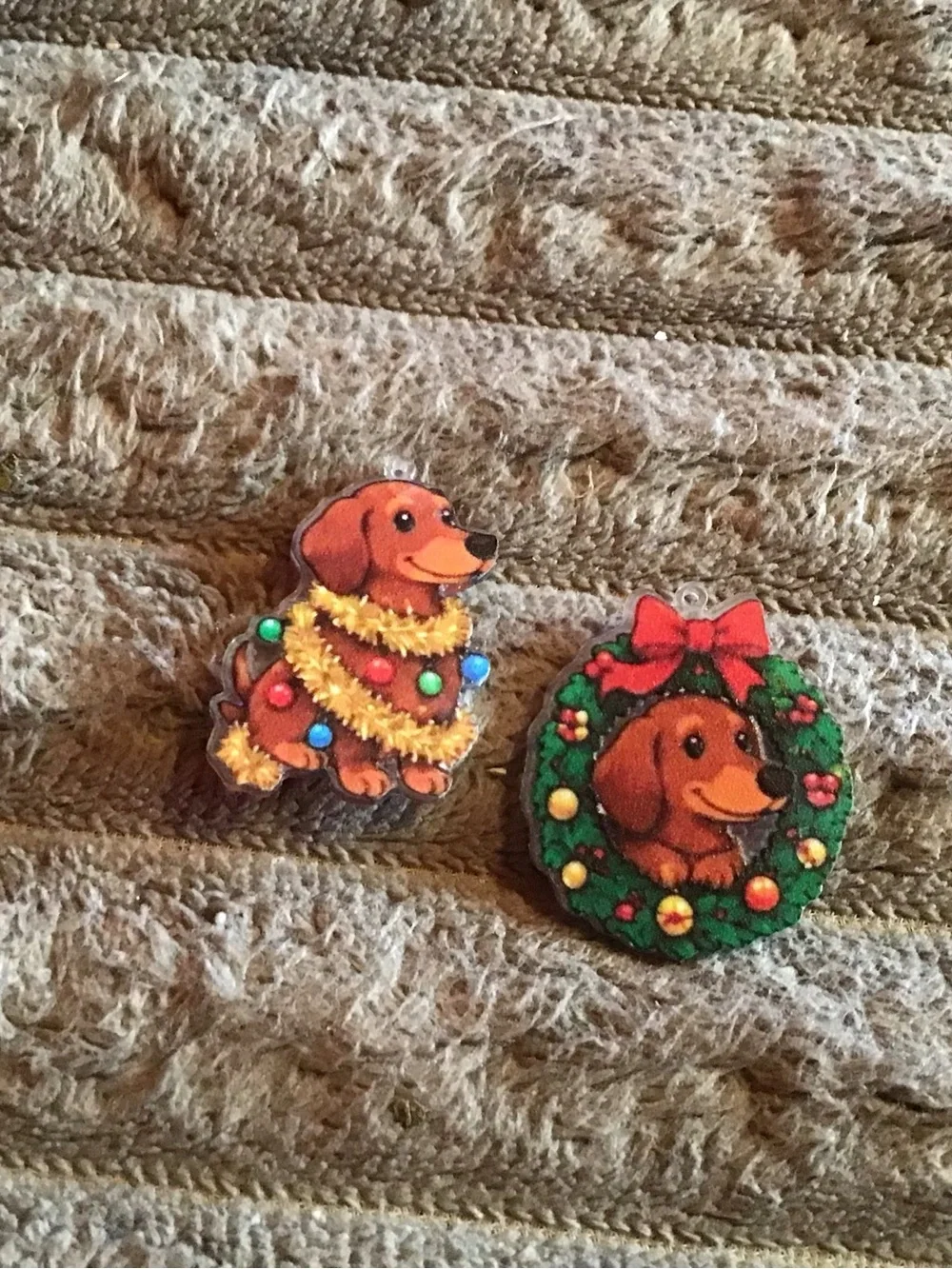 Holiday Dachshund mini magnet set - Brown Christmas Pet Decorations